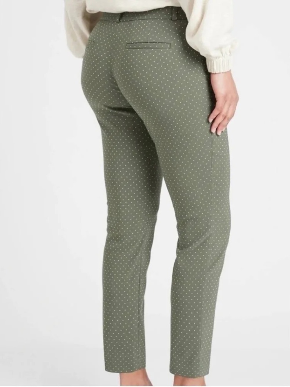NWT Banana Republic Sloan Women’s Olive Green Polka Dot Dress Pants Size 6P